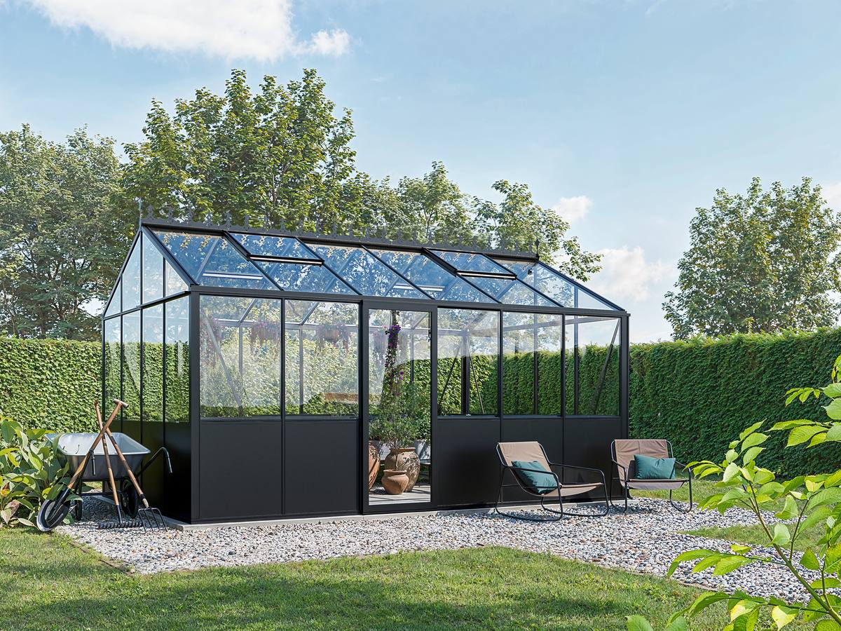 Prestige aluminiumdrivhus med præcise profiler og elegant europæisk design